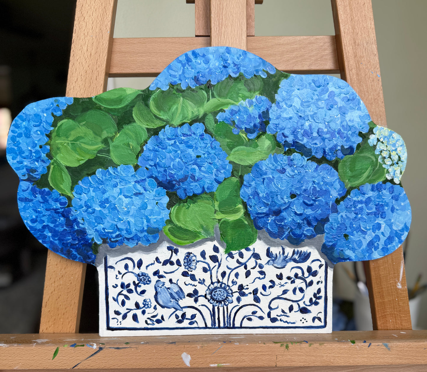 Blue Hydrangea Wood Decor