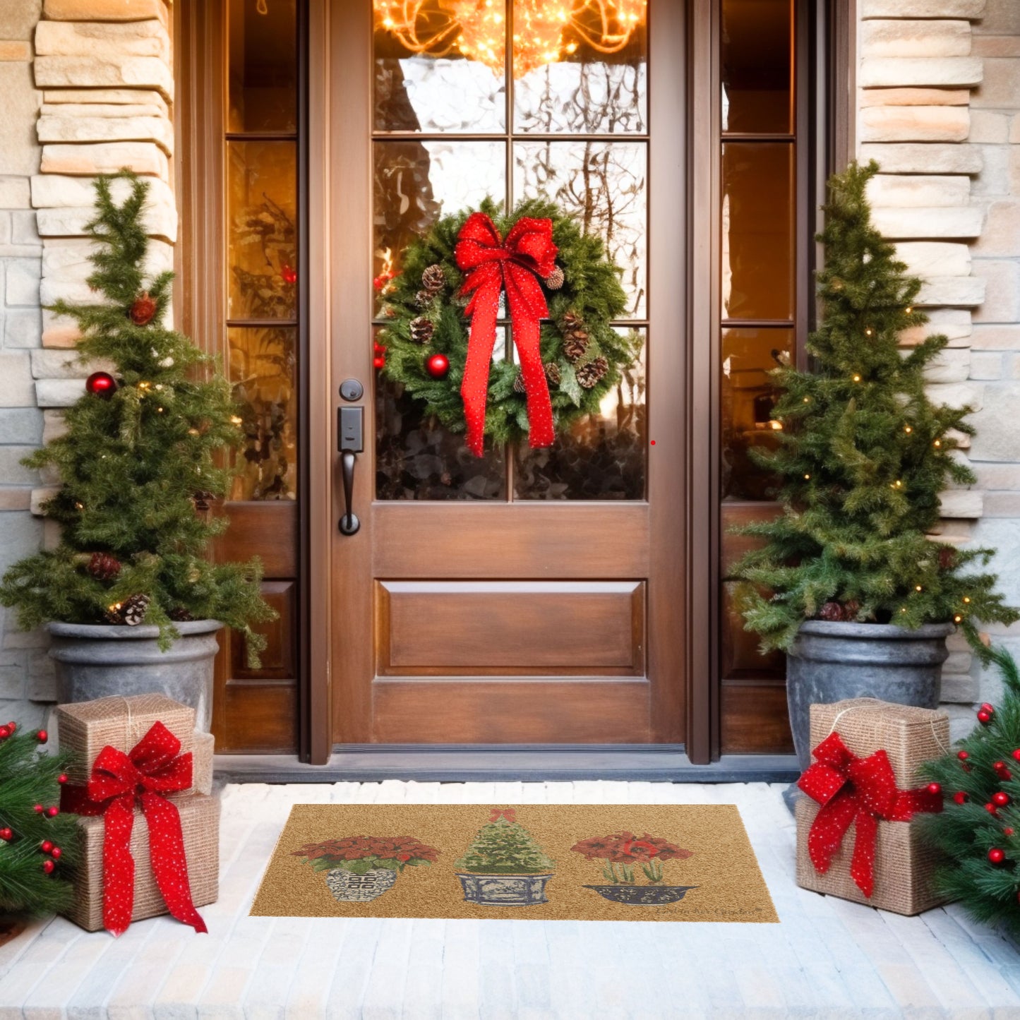 Christmas Trio, Outdoor Coir Fiber Rubber Doormat