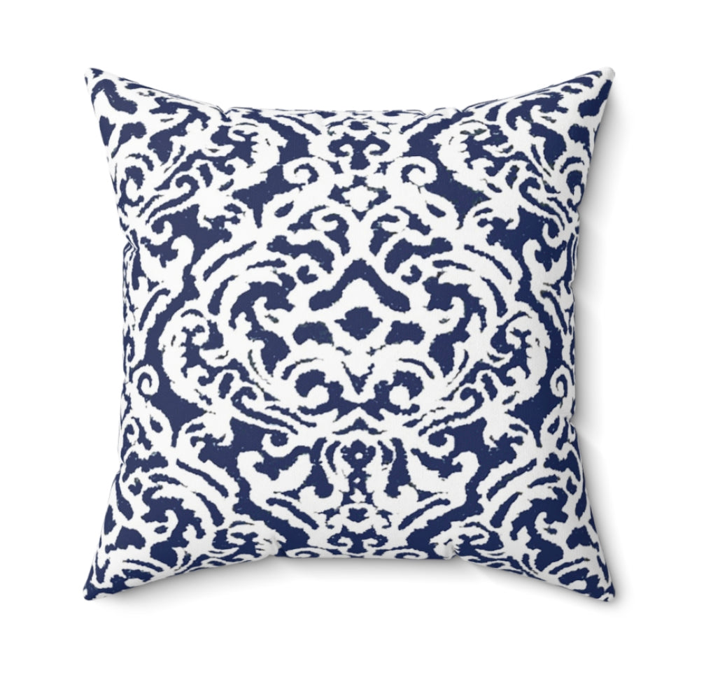 Navy & White Scroll Pillow, Pillow Cover