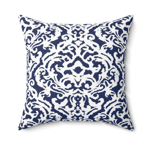 Navy & White Scroll Pillow, Pillow Cover