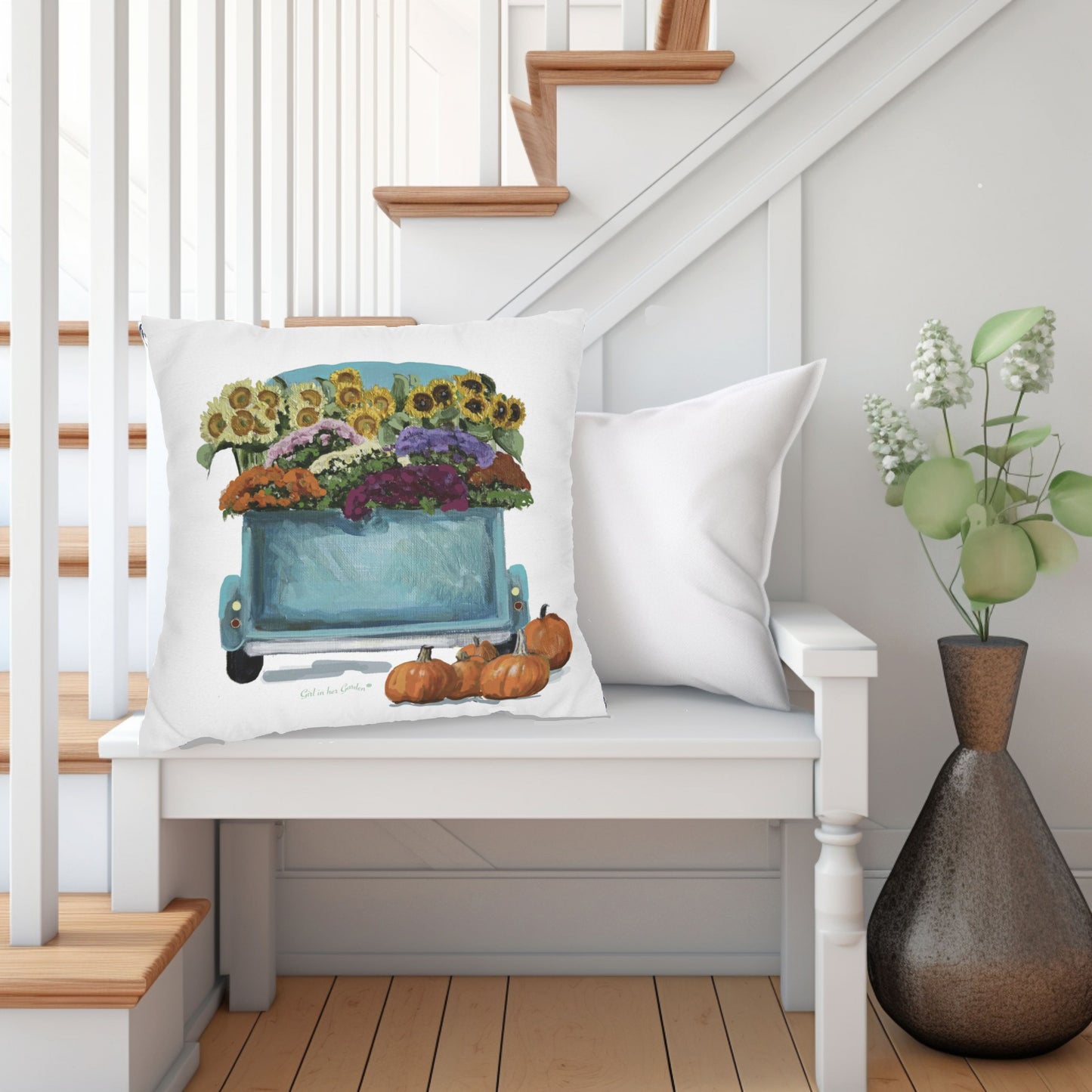 Fall Harvest Truck Pillow, Pillow Cover