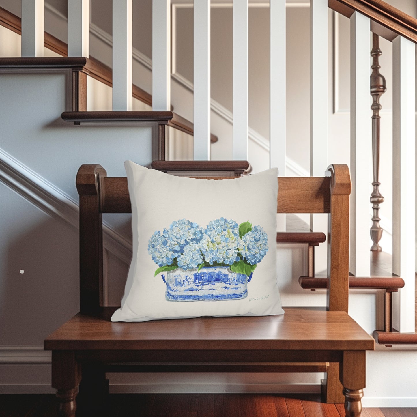 Light Blue Hydrangea Pillow, Pillow Cover