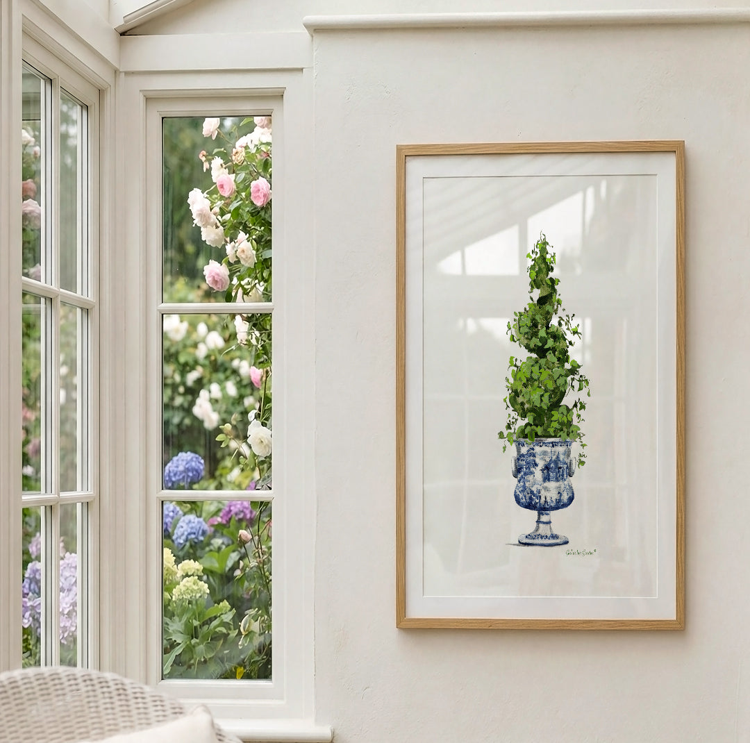 Topiary Spiral Tree, Framed Canvas