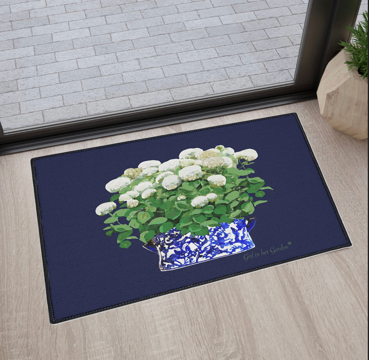 Navy Annabelle Planter Rubber Floor Mat