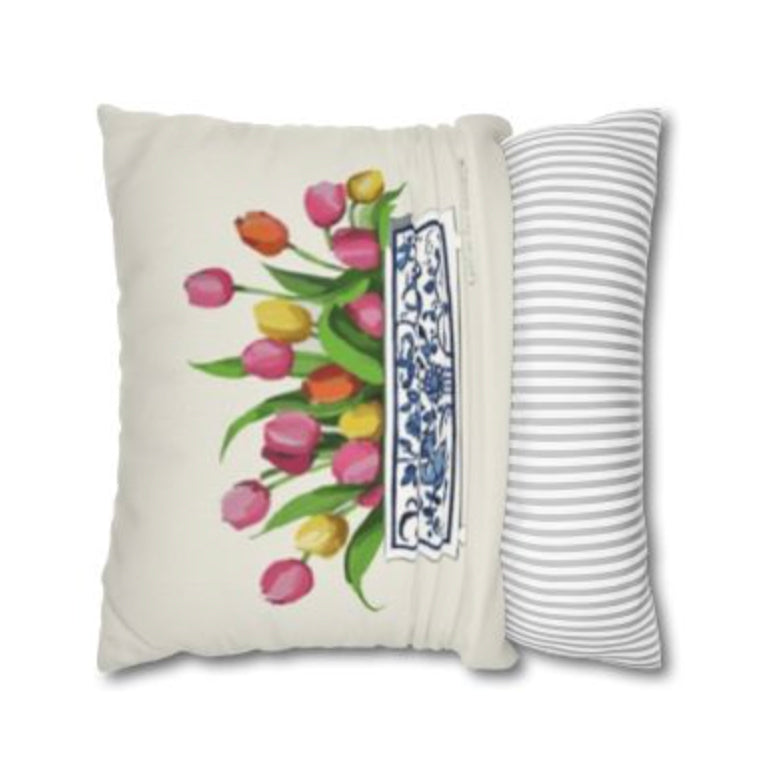 Tulip Floral Planter Pillow, Pillow Cover