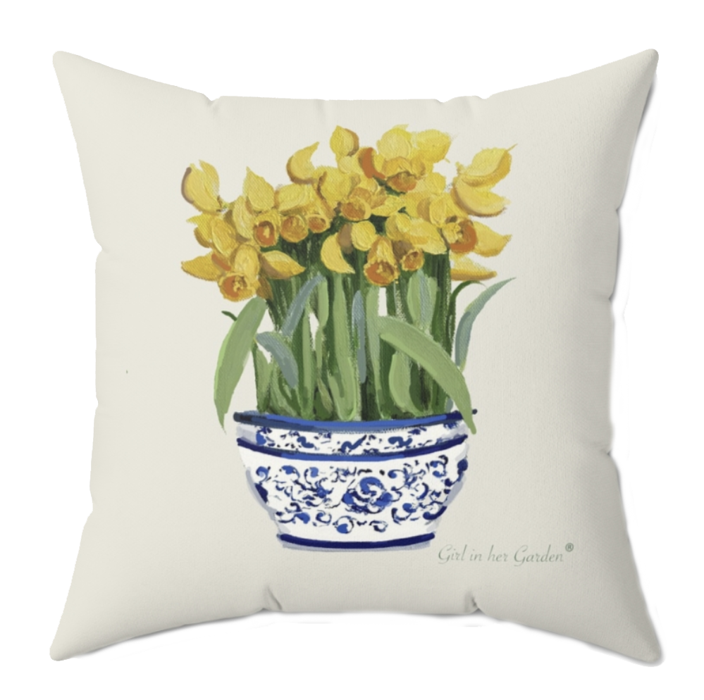 Daffodil Floral Pillow, Pillow Cover
