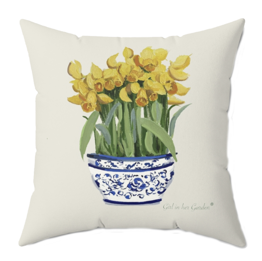 Daffodil Floral Pillow, Pillow Cover