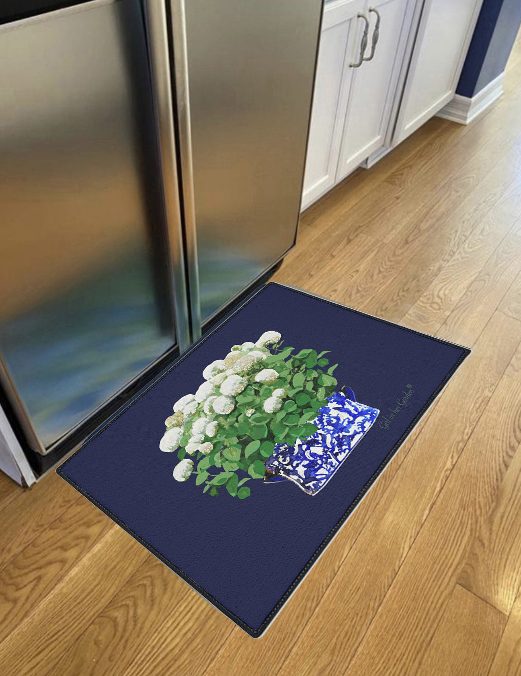 Navy Annabelle Planter Rubber Floor Mat
