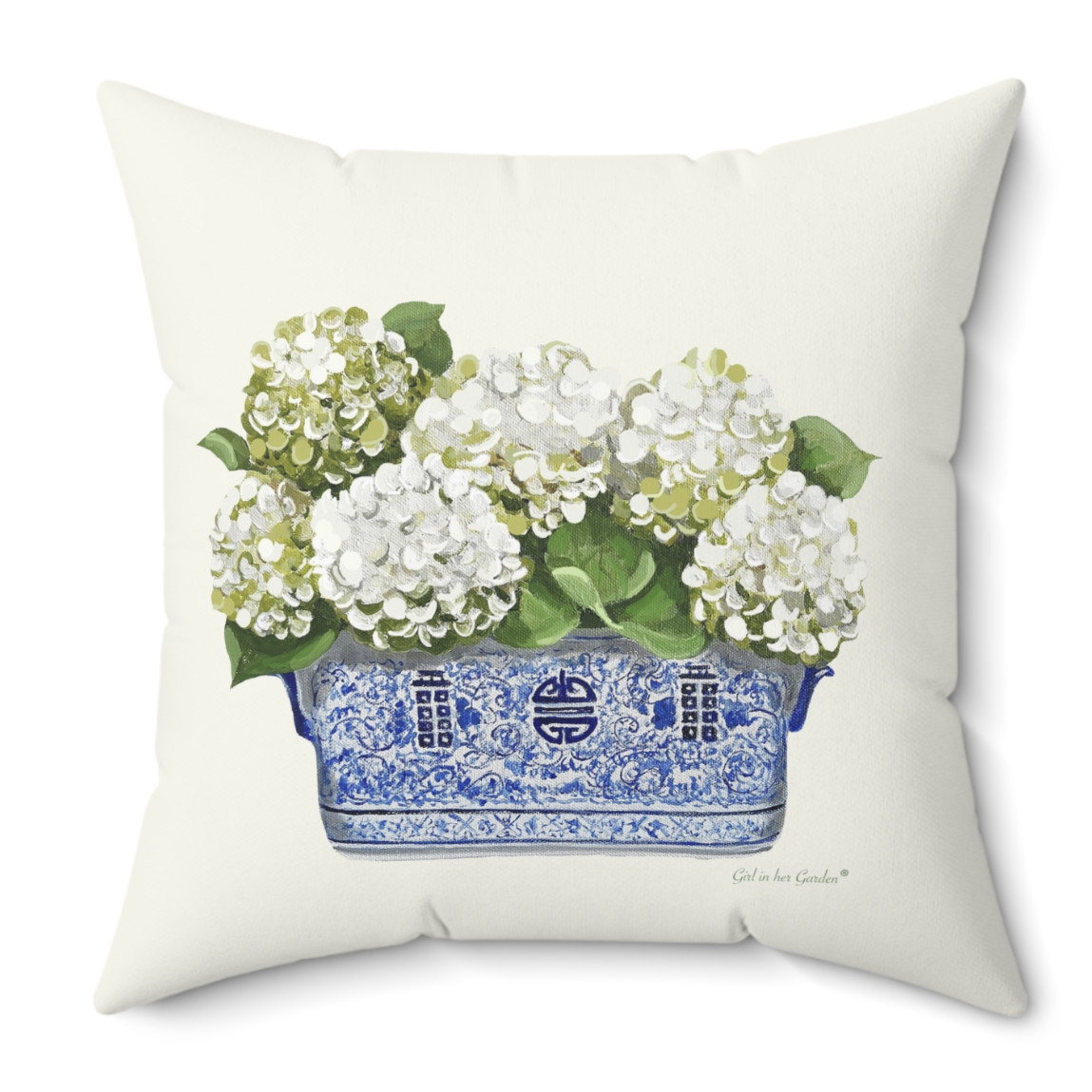 White Hydrangea Pillow, Pillow Cover