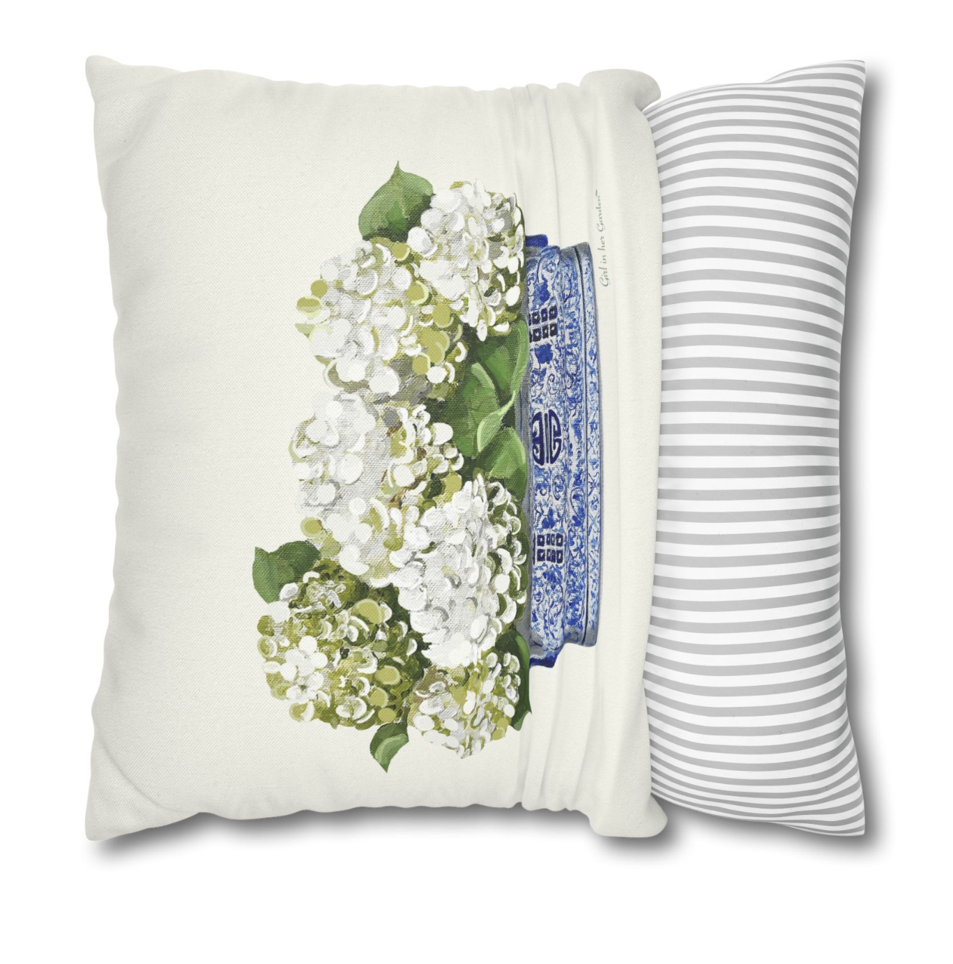 White Hydrangea Pillow, Pillow Cover