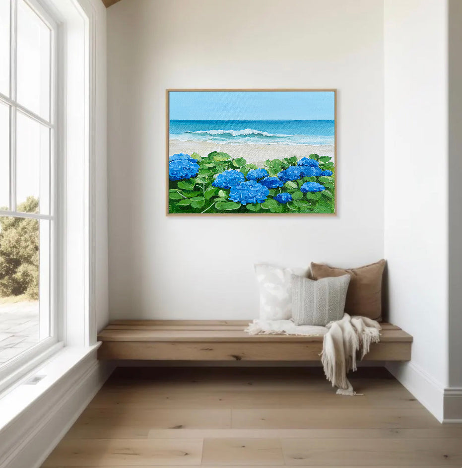 Blue Hydrangeas by the Beach