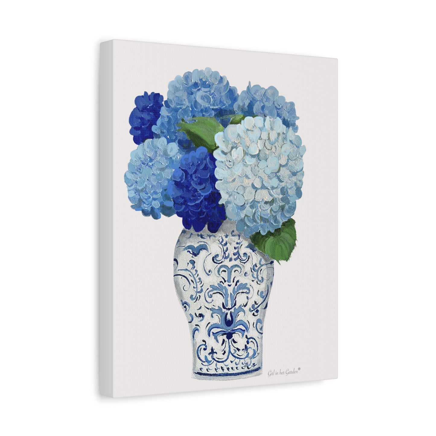 Blue Hydrangea Chinoiserie print Canvas