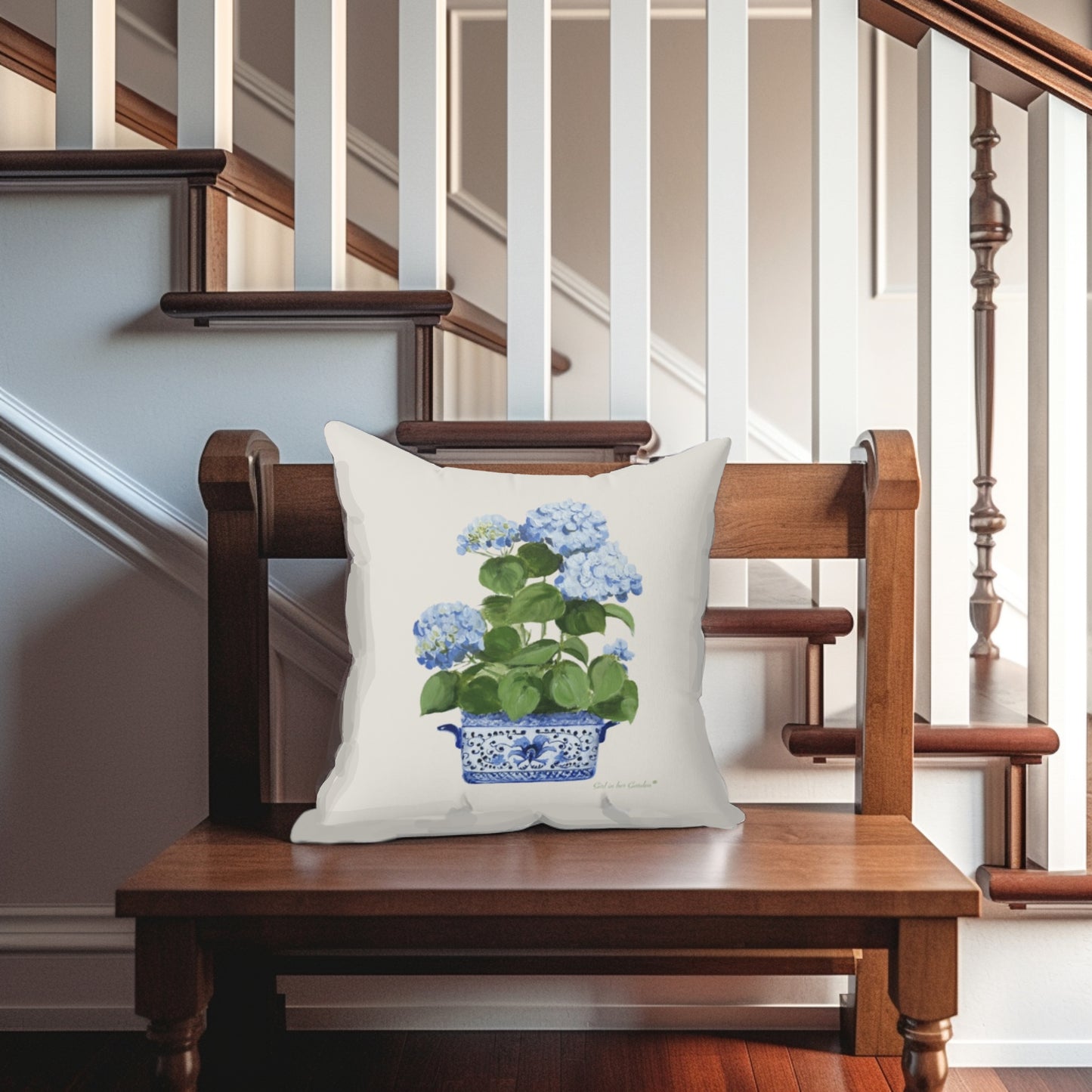 Blue Hydrangea Pillow, Pillow Cover