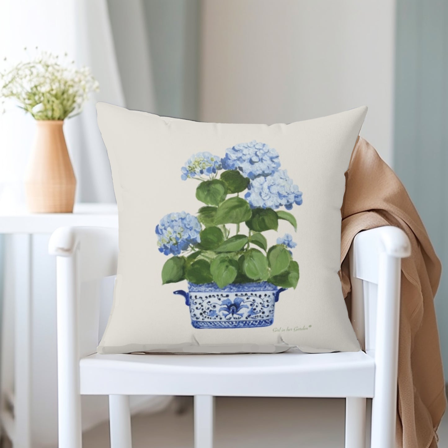 Blue Hydrangea Pillow, Pillow Cover