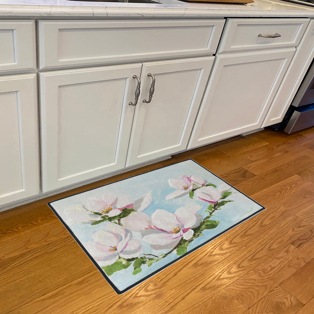 Pink Magnolias Rubber Floor Mat