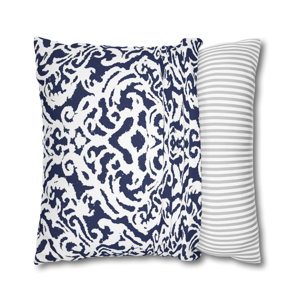Navy & White Scroll Pillow, Pillow Cover
