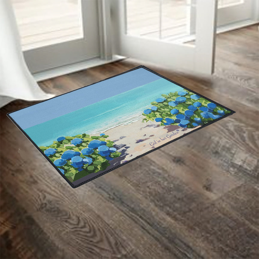 Hydrangeas by the Sea Rubber Floor Mat