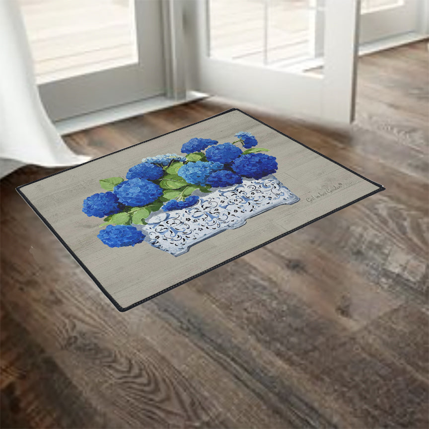Beige Hydrangea Planter Rubber Floor Mat