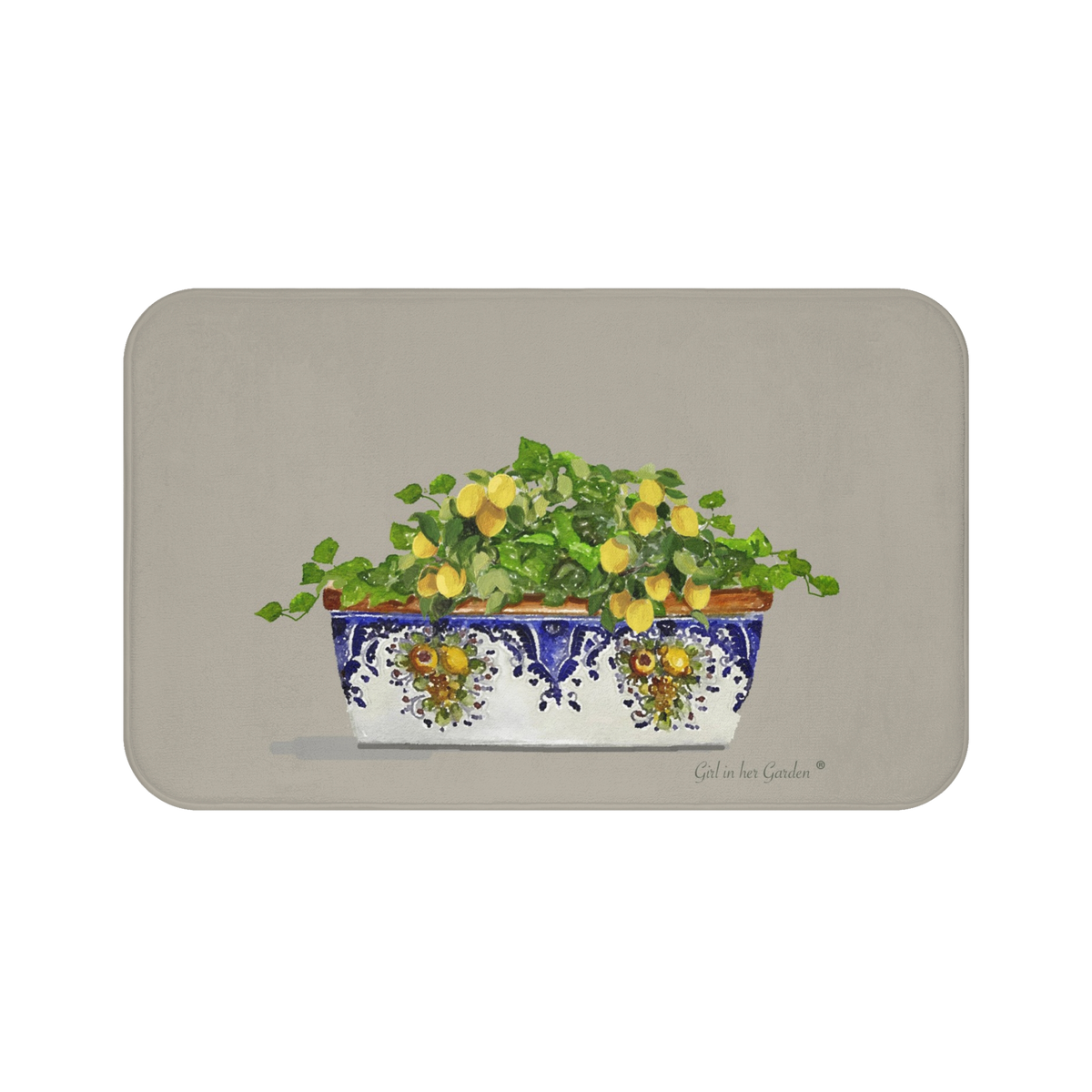 Beige Lemon Kitchen & Bath Cushion Mat