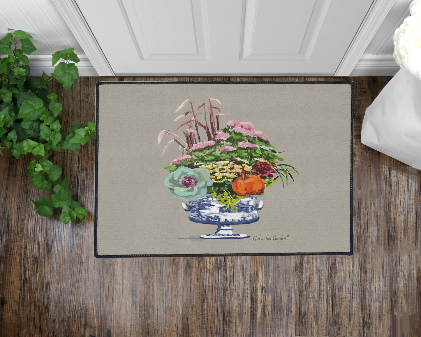 Beige Fall Planter Floor Mat