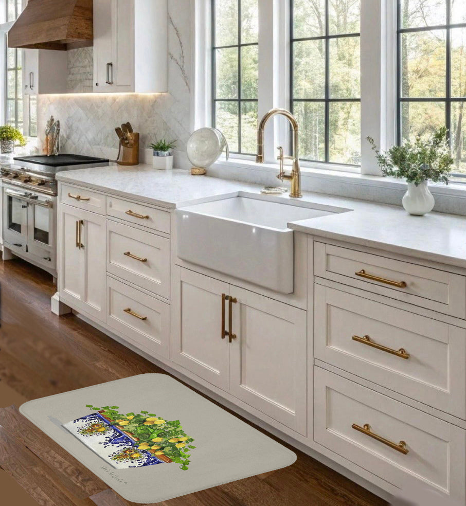 Beige Lemon Kitchen & Bath Cushion Mat