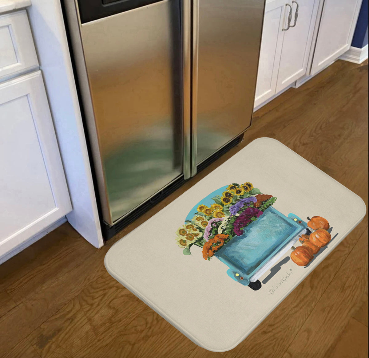 Fall Floral Truck, Kitchen & Bath Cushion Mat