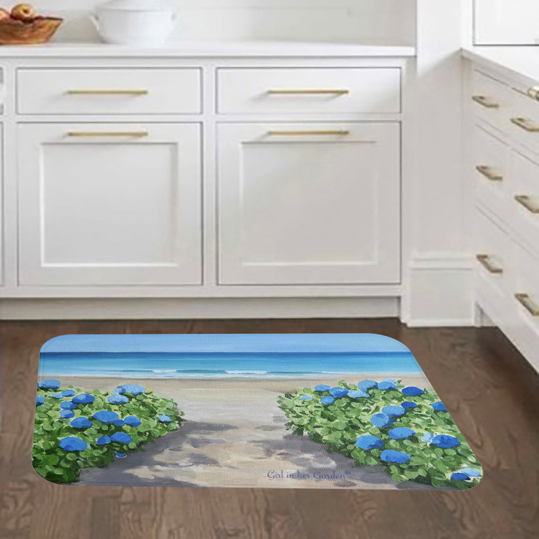 KItchen & Bath Cushion Mat, Hydrangeas on the Beach