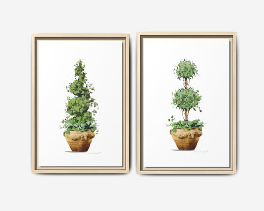 Topiary Garden Planter Set, Framed Canvas