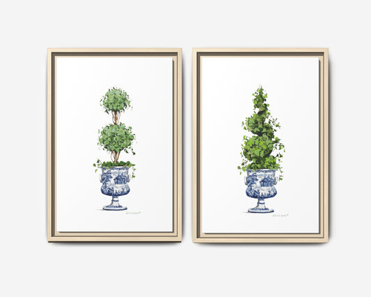 Topiary Trees, Framed Canvas Set of Two