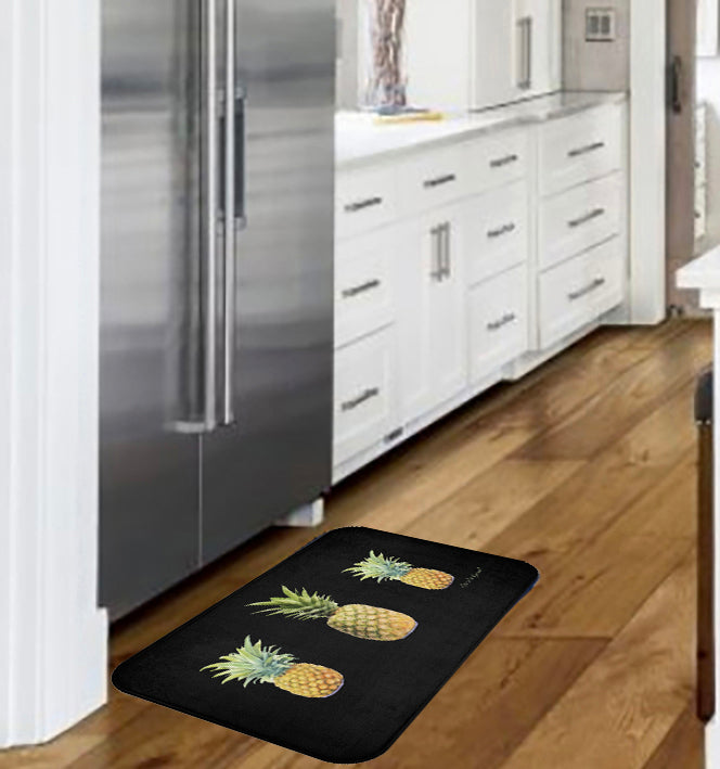 Heavy Duty Indoor Outdoor Rubber Floor Mat, Painted Pineapples