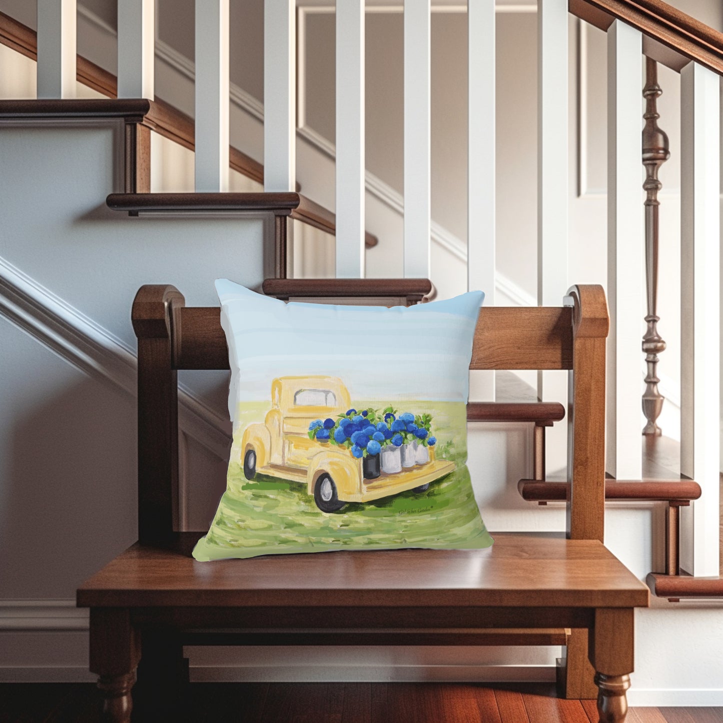 Flower Truck Hydrangea Pillow, Pillow Cover