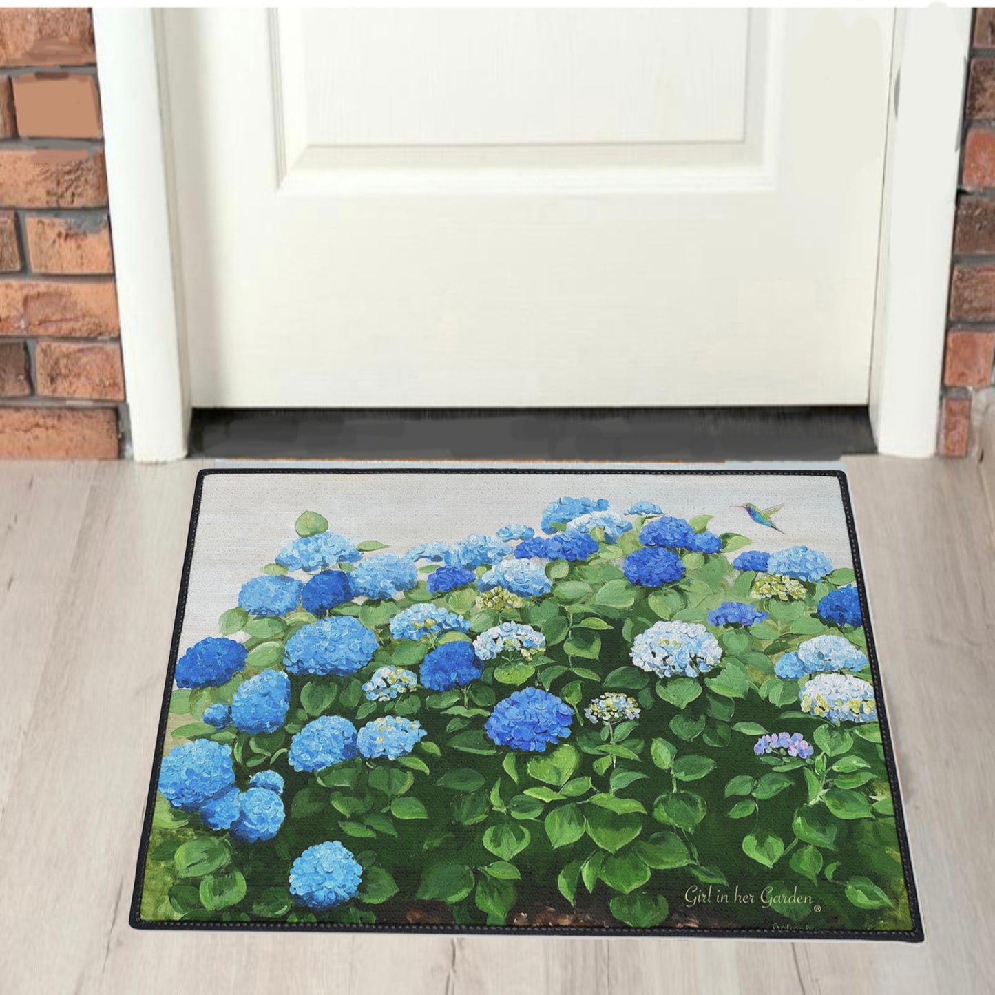 Blue Hydrangeas Rubber Floor Mat