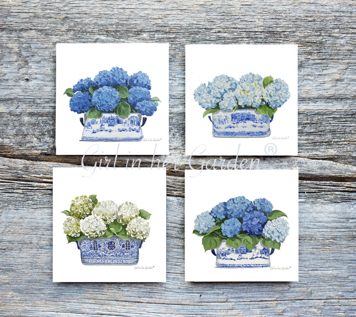 Hydrangea Ceramic Coaster Set