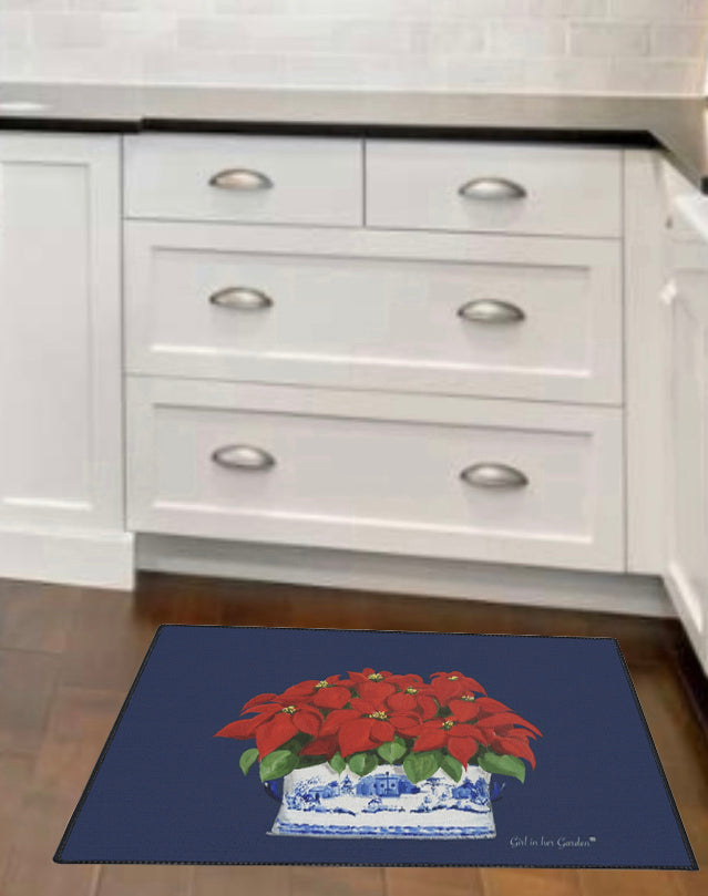 Christmas Poinsettias Rubber Floor Mat