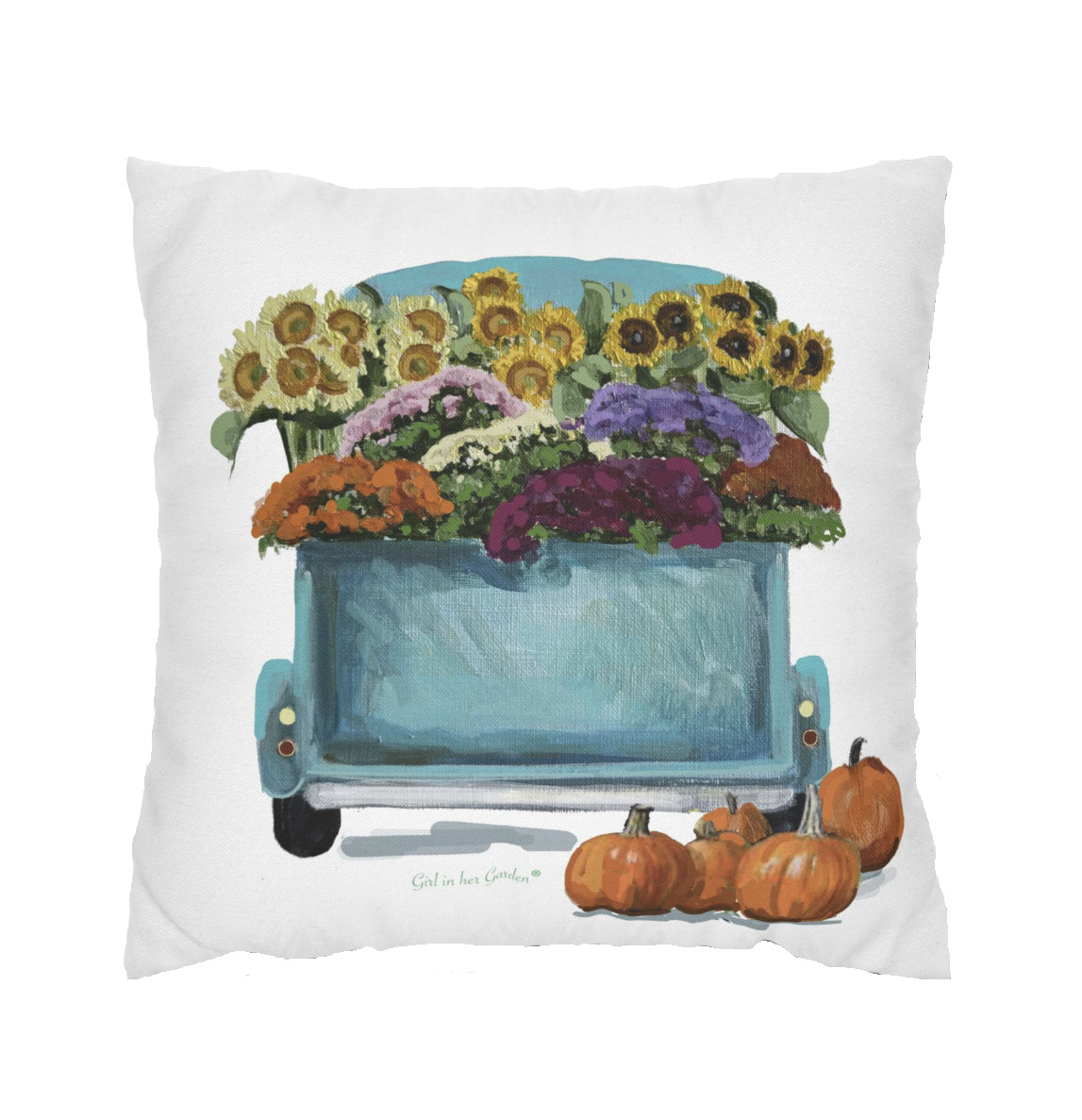 Fall Harvest Truck Pillow, Pillow Cover