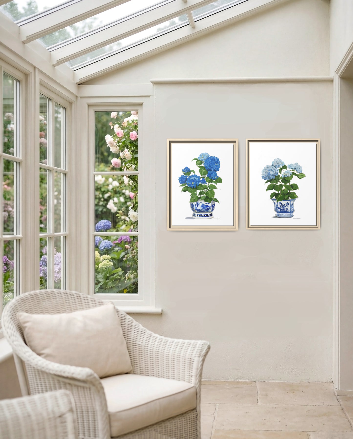 Nikko Blue Hydrangeas, Framed Canvas Set
