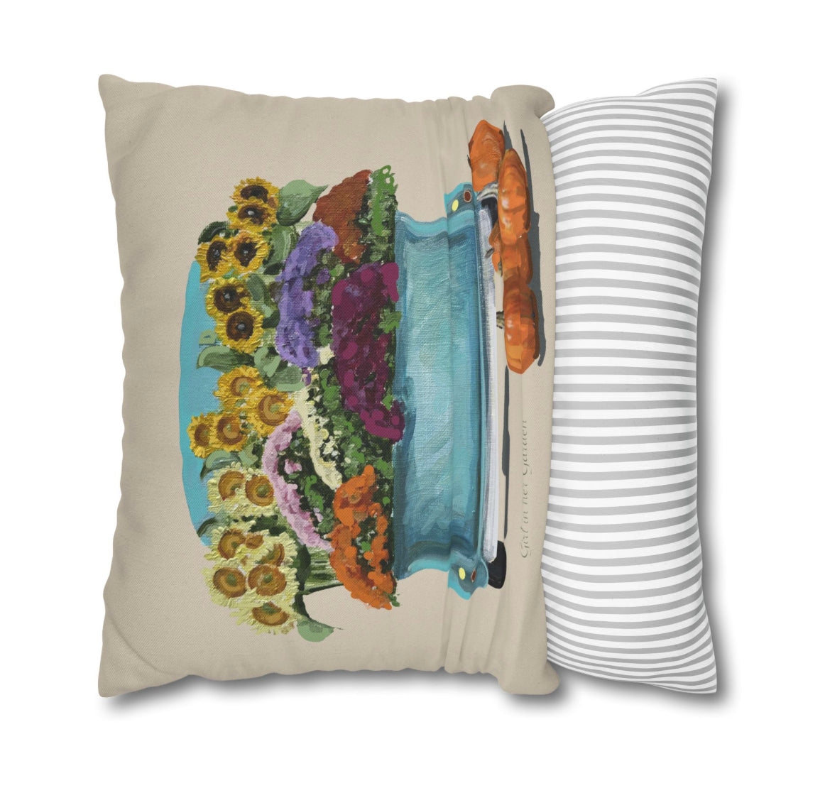 Beige Fall Harvest Truck Pillow, Pillow Cover