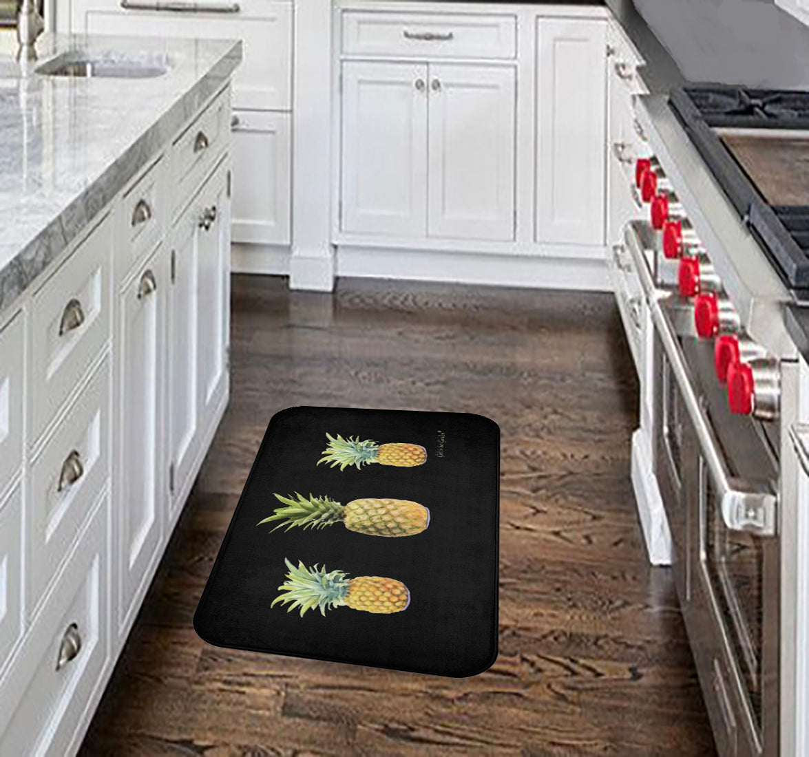 Kitchen,Bath Cushion Mat, Painted Pineapples