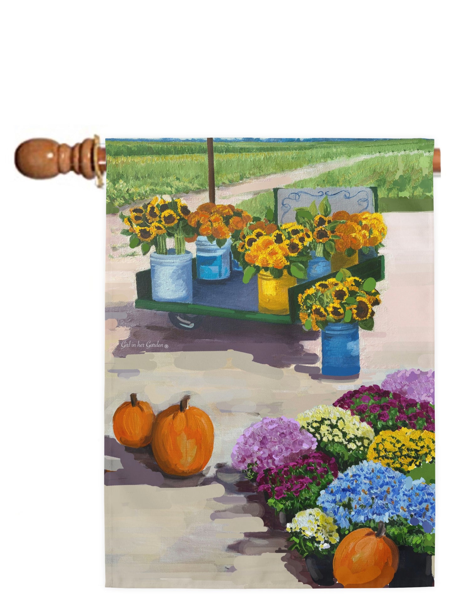 Painted Fall Farm House, Garden Flag