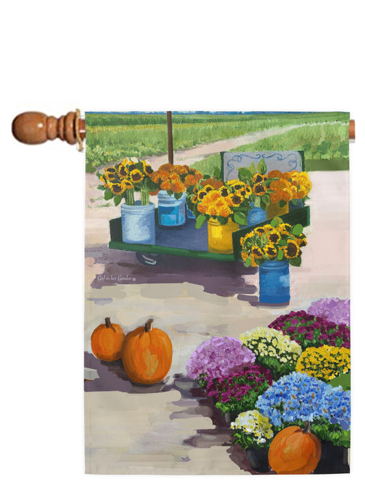 Painted Fall Farm House, Garden Flag
