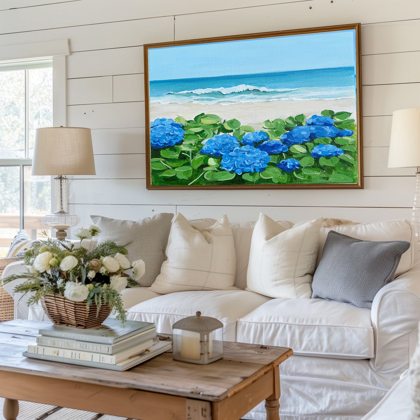 Blue Hydrangeas by the Beach