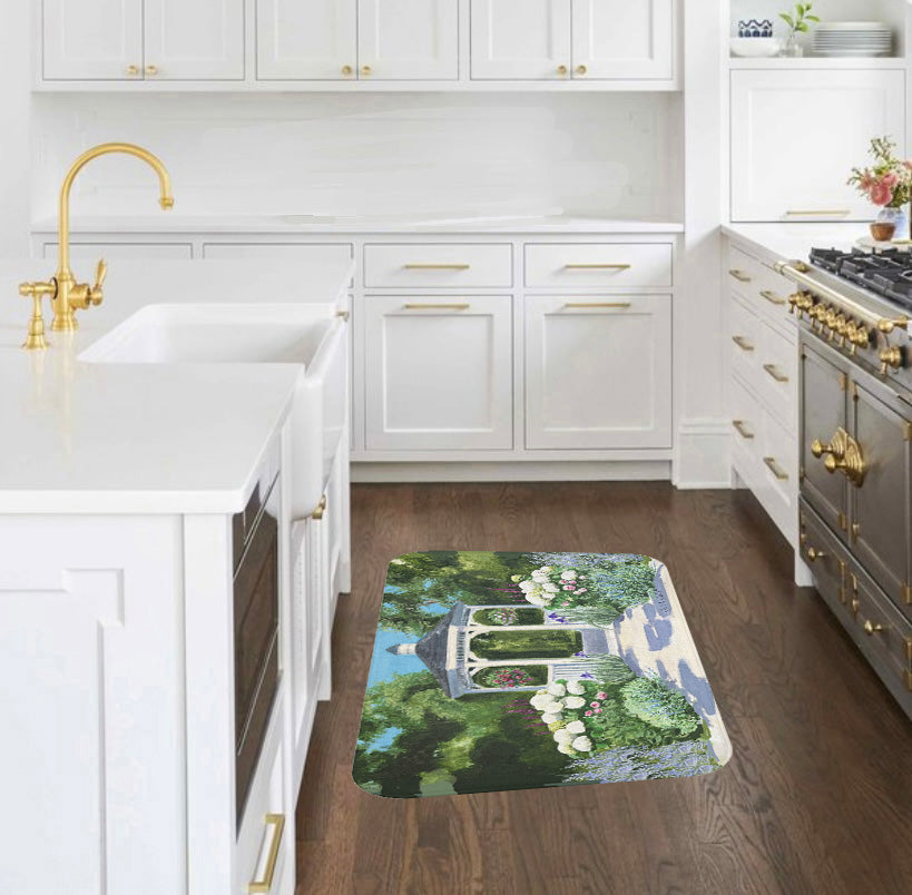 Kitchen, Bath Cushion Mat, Floral Gazebo Garden