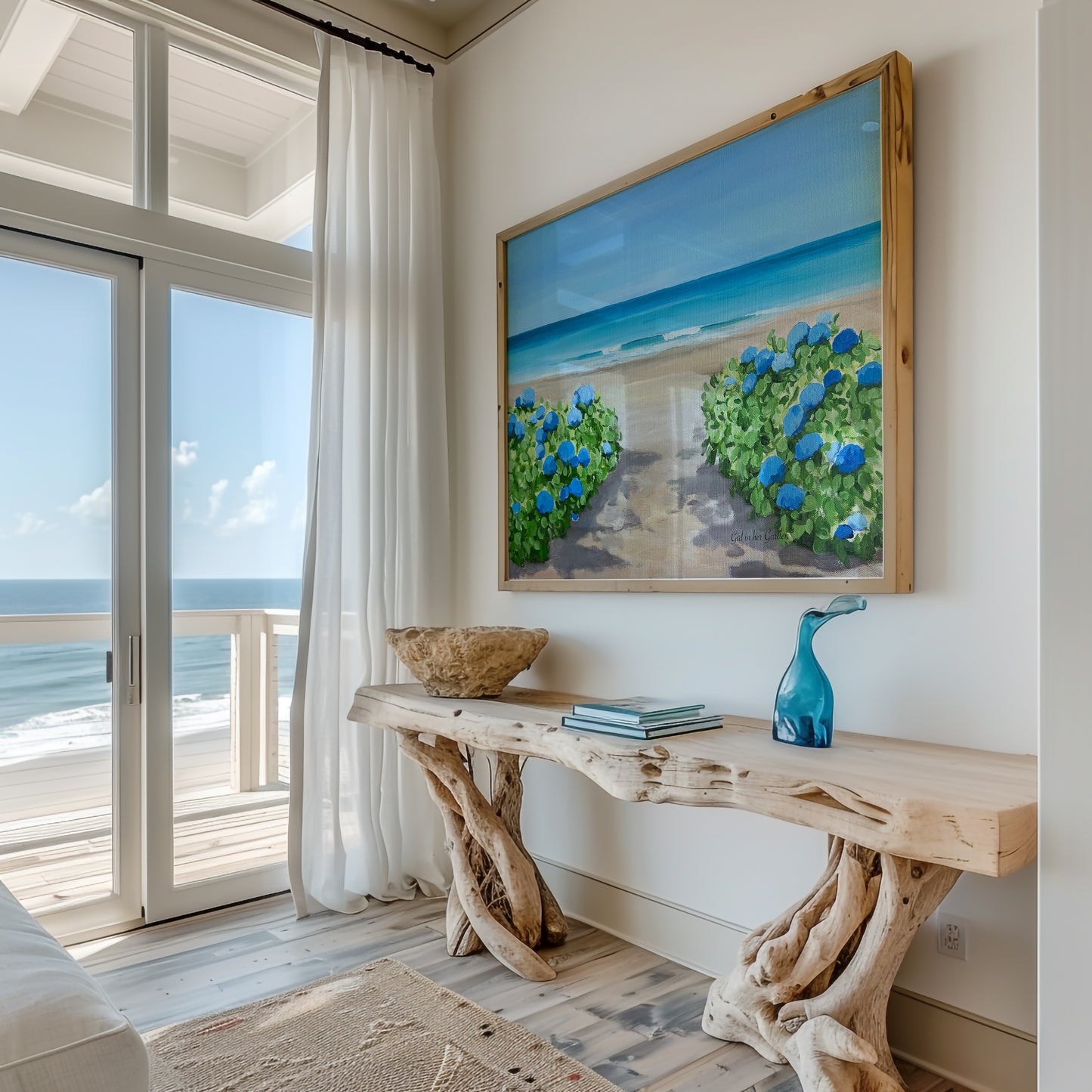 Hydrangeas on a the Beach, Unframed Poster or Canvas