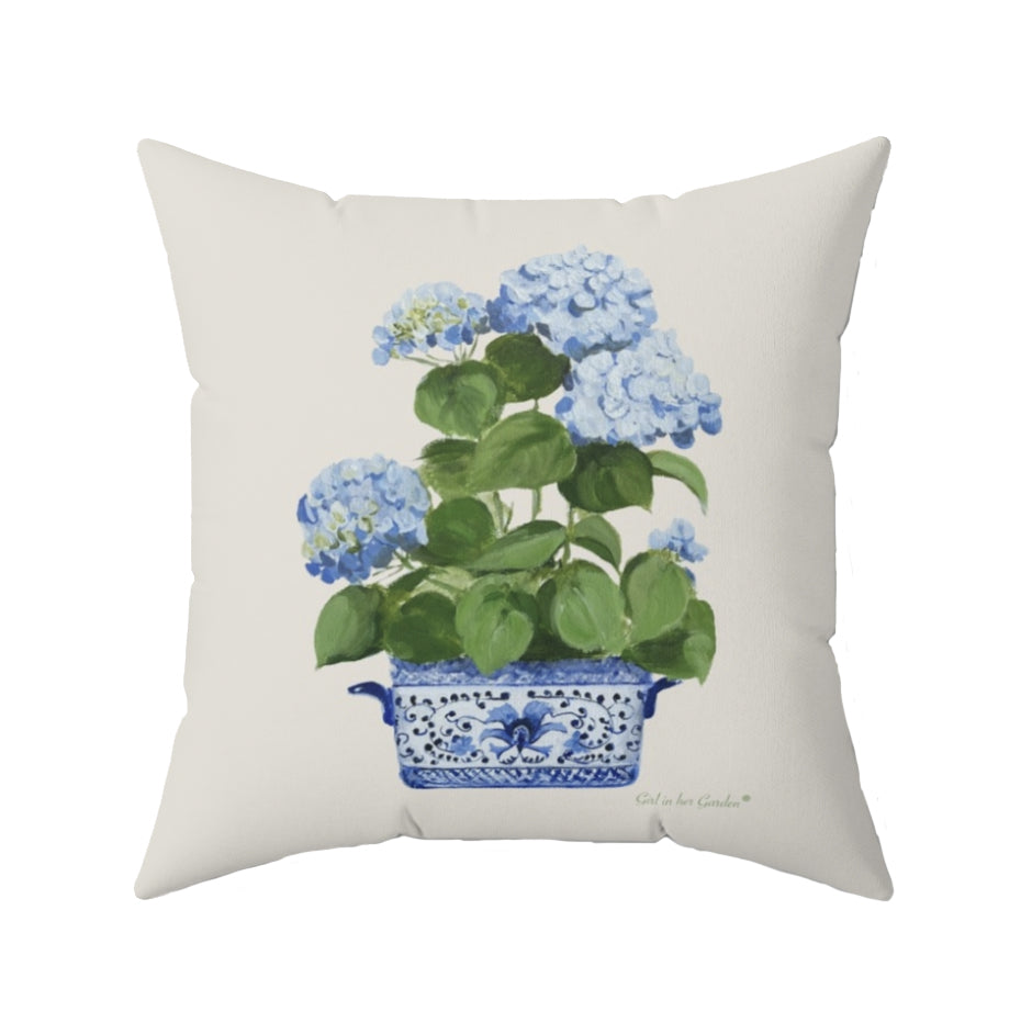 Blue Hydrangea Pillow, Pillow Cover
