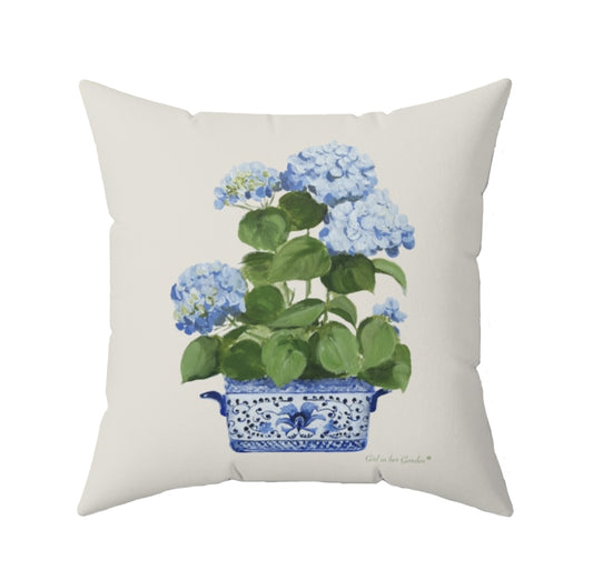 Blue Hydrangea Pillow, Pillow Cover