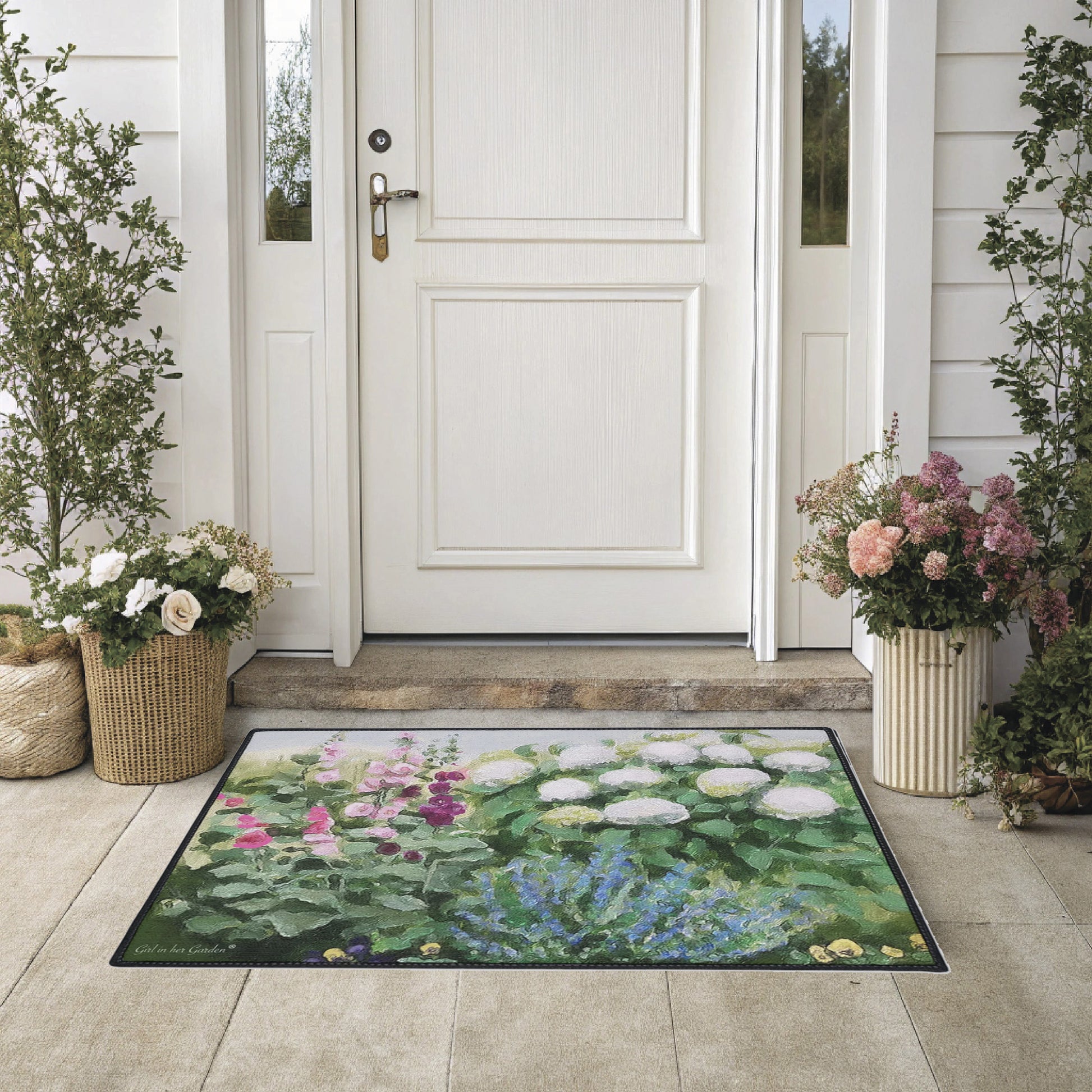 Floral Welcome Mat for Porch 
