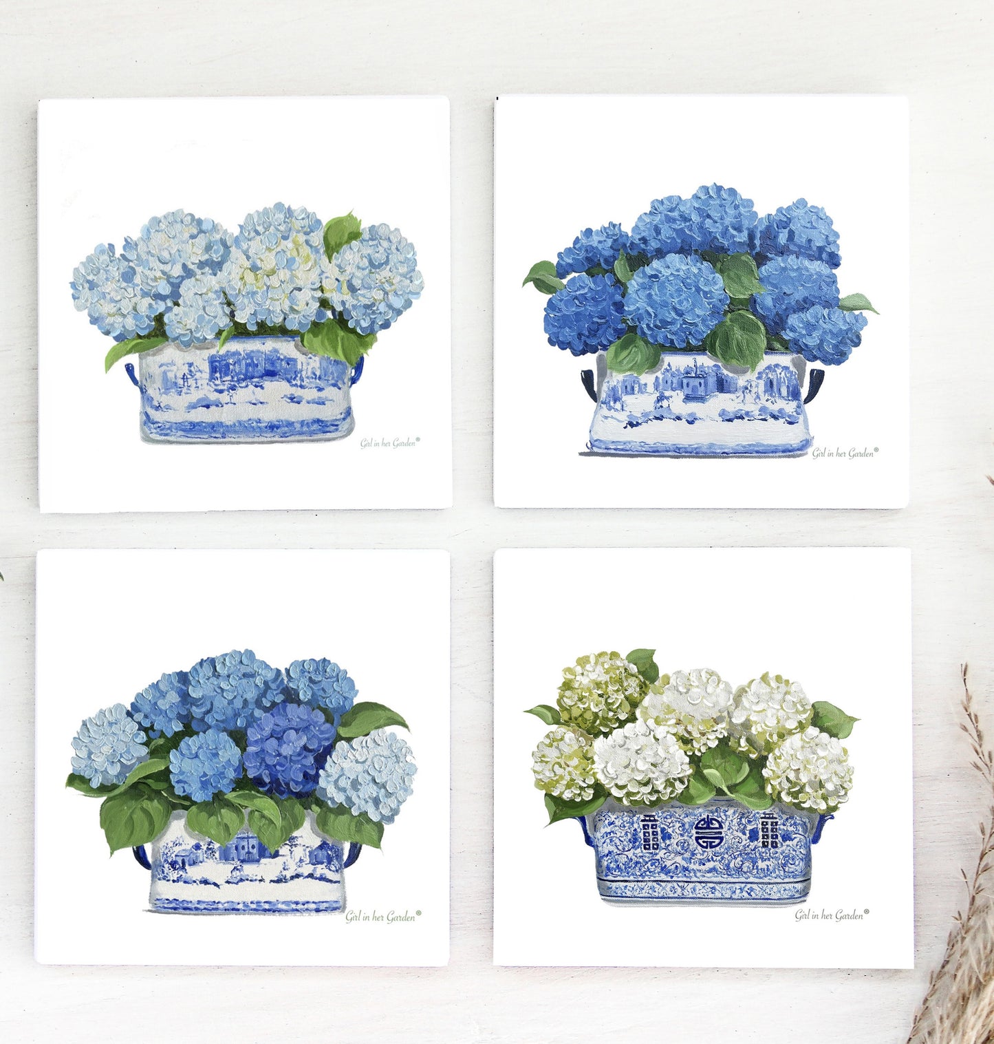 Hydrangea Ceramic Coaster Set