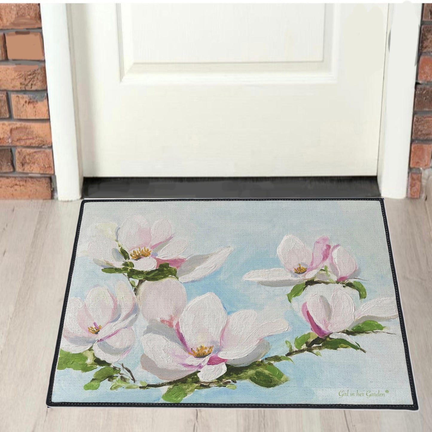 Pink Magnolias Rubber Floor Mat