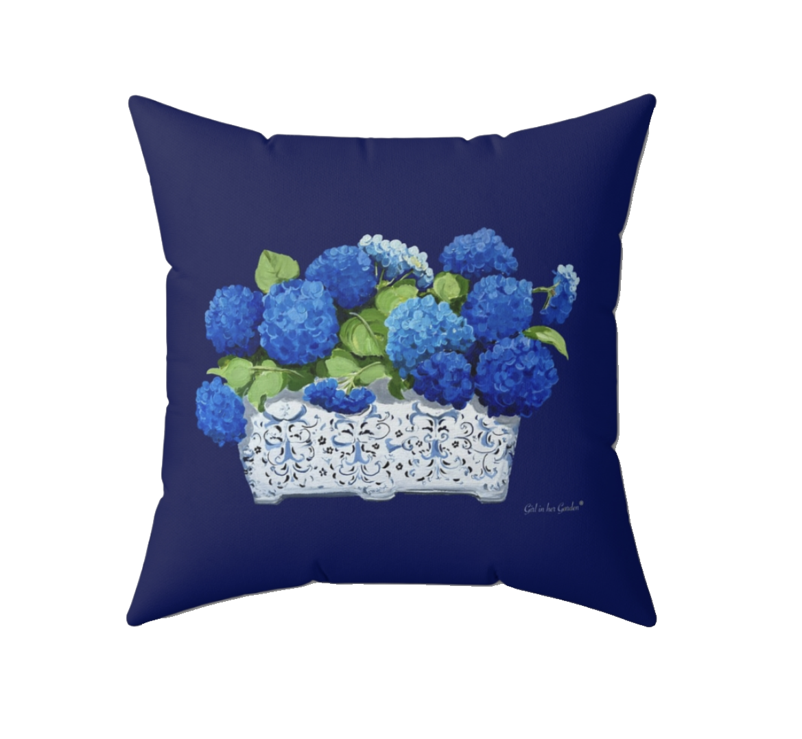 Blue Hydrangea Planter Pillow, Pillow Cover