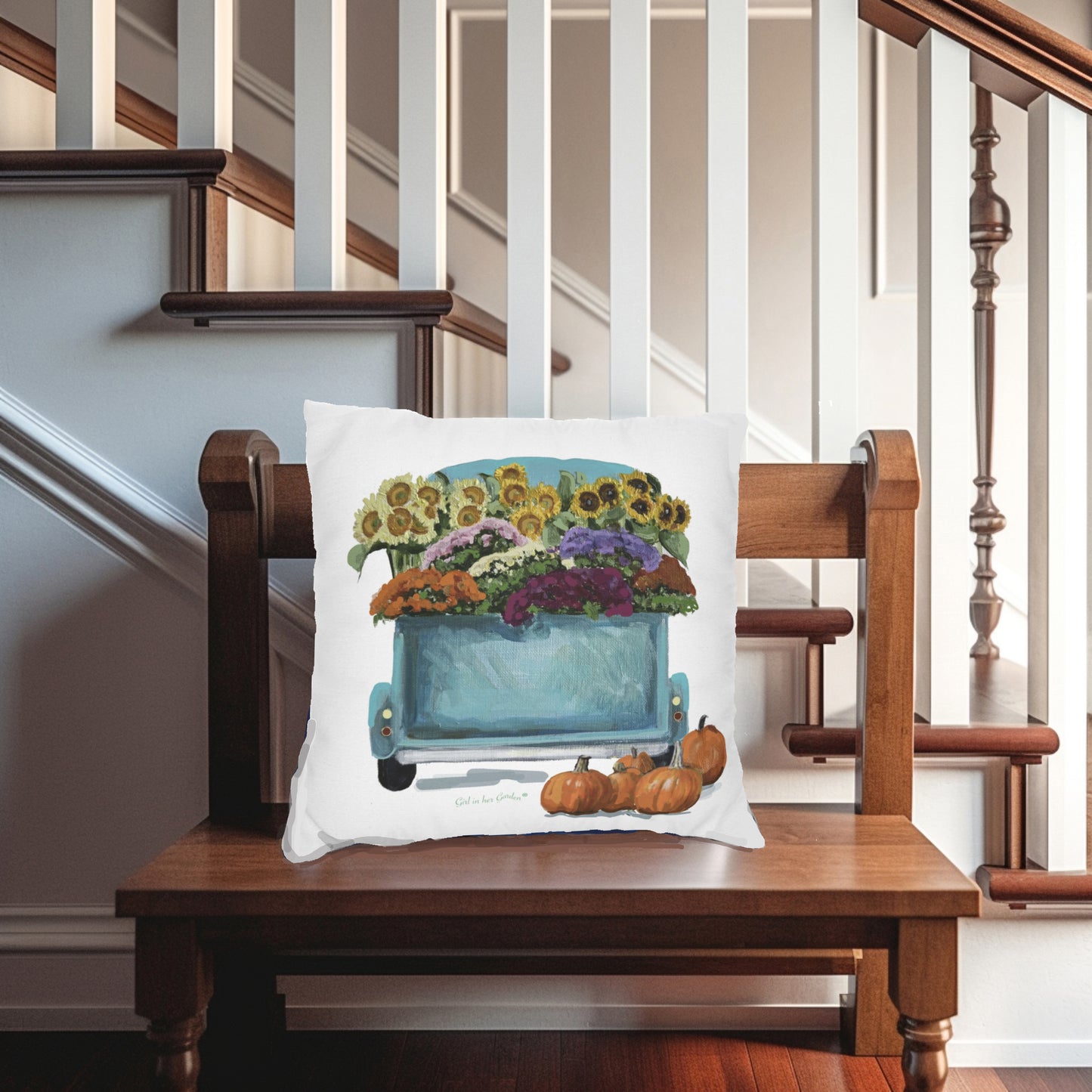 Fall Harvest Truck Pillow, Pillow Cover